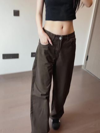百搭四季款通勤穿搭中性风直筒宽松百搭直筒休闲长裤裤子