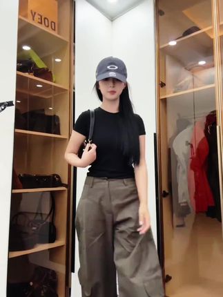 时尚潮流工装裤女秋季美式辣妹休闲裤宽松百搭阔腿裤拖地裤子