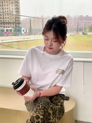 动感北面纯棉短袖t恤弹力冰感夏季小白T男女同款情侣款亲肤柔软款