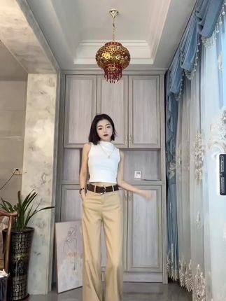早秋新款高腰显瘦休闲百搭阔腿垂感西装裤8924(带腰带)
