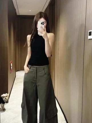 时尚潮流工装裤女秋季美式辣妹休闲裤宽松百搭阔腿裤拖地裤子