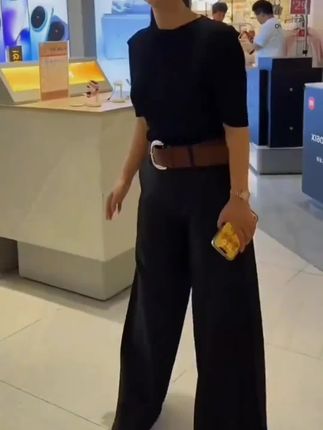 早秋新款高腰显瘦休闲百搭阔腿垂感西装裤8924(带腰带)