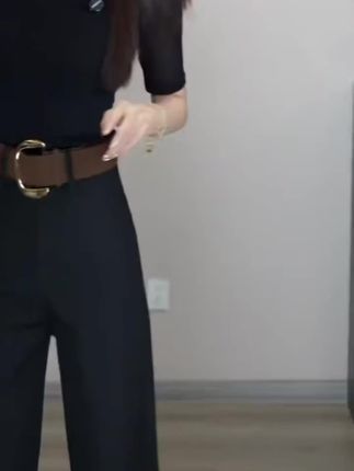 早秋新款高腰显瘦休闲百搭阔腿垂感西装裤8924(带腰带)