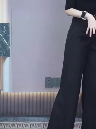 早秋新款高腰显瘦休闲百搭阔腿垂感西装裤8924(带腰带)