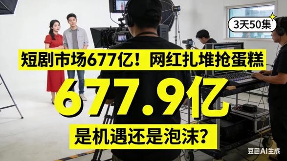 677.9亿短剧市场背后:网红入局的机遇与泡沫 网红扎堆拍短剧吵翻了!韩安冉3天拍50集,演技剧情双拉胯,677亿短剧市场到底是被盘活还是拉低了水准?有人说流量带火行业,有人吐槽速成创作毁了短剧,广电新规落地后,网红短剧还能火多久?你站哪一方?评论区大胆说!#网红扎堆拍短剧 #短剧行业乱象#中视频伙伴计划