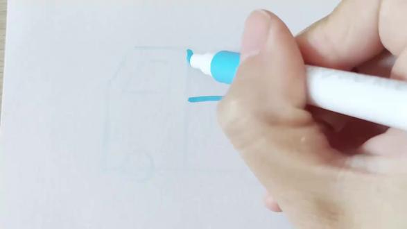 创意简笔画教程—上字画消防车