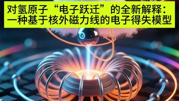 对氢原子“电子跃迁”的新解释:一种基于核外磁力线电子得失模型 “电子跃迁”实际上是电子进出核外磁力线结构的实在过程。被激发出的光速电子就是能量的载体,也是“光子”的实体。我们观测到的原子光谱,对应的是不同层、不同磁力线上电子被激发时,所携带的特定动能。
这套模型试图用具体的“磁力线”结构和实在的“电子流”运动,来代替抽象的“能级”和“光子”概念,或许能为理解原子与能量的关系,提供另一种直观的思路。