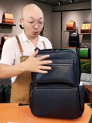 高端玩家新装备!树膏油皮商务牛皮包,通勤路上自动过滤屌丝感! #双肩包 #背包 #男包推荐 #包包推荐