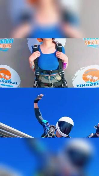 三亚莺歌海跳伞搞事,500 元当天空飞人,免取票、双镜记录,刺激又安全,约闺蜜冲! #战斗机 #固定翼 #跳伞松弛感 #塔赫跳伞 #休闲度假
