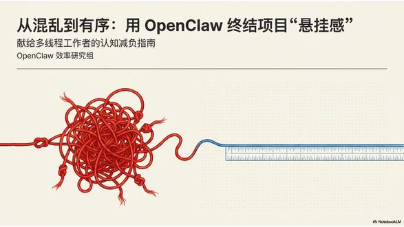 通过 OpenClaw 解决项目管理中的核心痛点 帮助用户从“脑力空转”的混乱状态转向可视化、有序化的工作模式。文章结构清晰地勾勒出项目从启动到交付的完整闭环,强调通过自动梳理纪要、任务拆解及资料版本控制,来接替人脑中易断裂的逻辑链条。其核心理念在于降低混乱的下限,而非盲目追求能力上限,让管理者从琐碎的提醒与检查中解脱出来。不同于传统的复杂软件,该工具主张以自然语言结果为导向,让用户在“可见、可接、可回看”的秩序感中,实现项目的平稳推进与高效收尾。#OpenClaw #项目管理