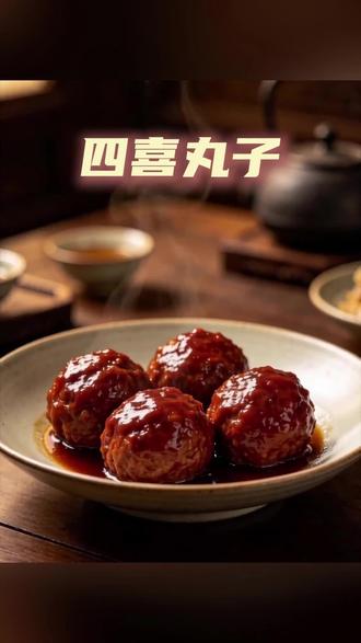 四喜丸子 一颗四喜丸子,藏尽人间四大喜事#美食背后的故事 #中华传统美食 #国风美食故事 #民间美食传说 #舌尖上的中国