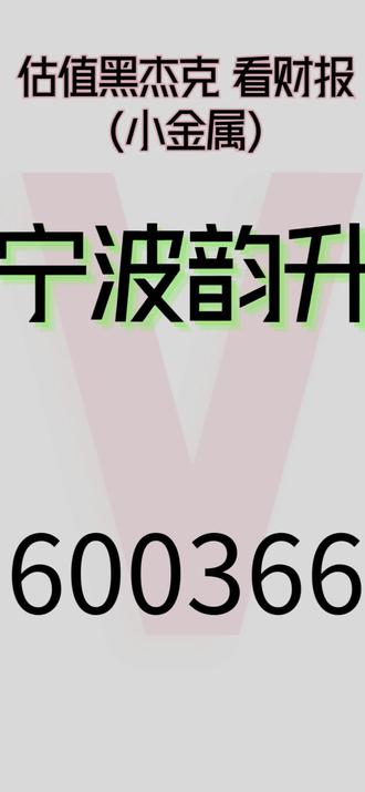 黑杰克看财报-小金属-宁波韵升-600366 黑杰克看财报-小金属-宁波韵升-600366 #股票 #股民 #财经 #估值 #基金