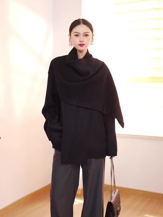 艾家中长款外套 #穿出高级感 #舒适女士大衣 #小香风