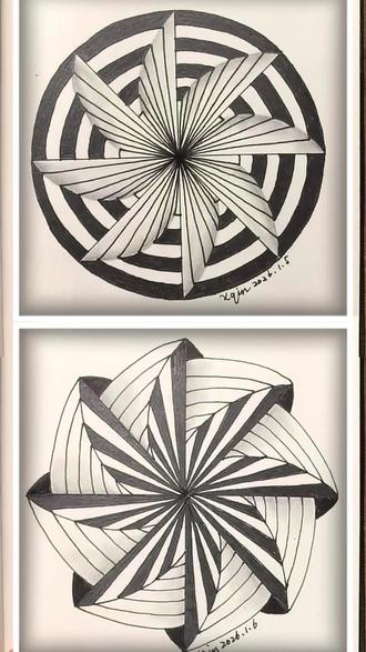 就改一个细节!7 字风车直接换风格 昨天的 7 字风车你们还没看够?今天小改一笔,视觉效果直接翻倍!宝子们还有啥脑洞,评论区甩过来~#禅绕画#手帐素材#原创#治愈系#抖音合集升级计划