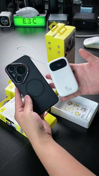 自带双线充电宝,倍思Q电系列45瓦一万毫安自带线充电宝~#自带线充电宝 #自带双线充电宝 #倍思 #倍思充电宝