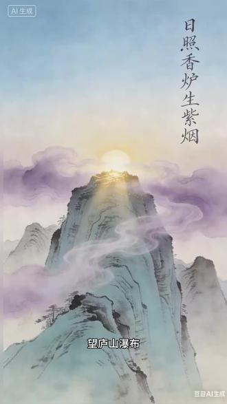 望庐山瀑布古诗解析 快乐背古诗#儿童教育#如诗如画#启蒙早教#学古诗