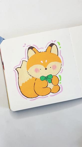 快速画小可爱 || 今天画小狐狸#马克笔绘画 #简单画 #记录真实生活