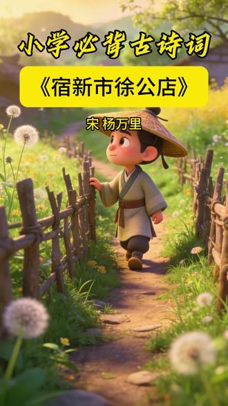 小学必背古诗词四年级宋 杨万里《宿新市徐公店》 #跟着抖音一起学古诗 #古诗配画 #幼儿早教启蒙