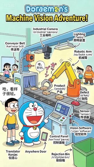 蓝胖子偷偷开课!1分钟漫画背完工业自动化英语 谁说工科英语又臭又长?
哆啦A梦掏出口袋里的「翻译年糕」——
一图一句,颜值拉满,随手存当壁纸!
场景式记忆,看到机械臂=instantly know “robotic arm”💡
评论区打卡#蓝胖子带我飞 ,每天2词,学习工业自动化知识+英语
#工业自动化 #机器视觉