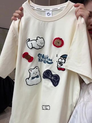 奶呼呼的小狗刺绣短袖#穿搭 #短袖t恤