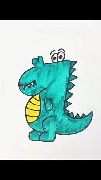 用字母和数字3画鳄鱼,一学就会的简笔画,一起来画画吧
