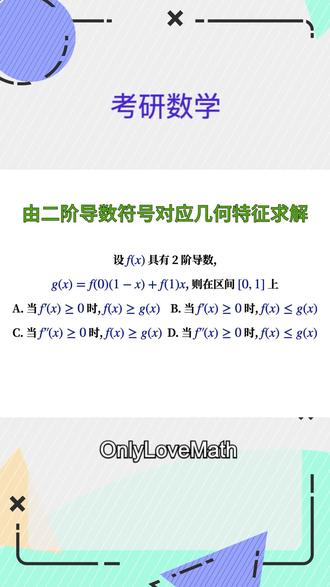 【考研数学】根据函数二阶导数符号对应的几何特征快速求解 (072) #每日一题 #考研数学 #数学思维