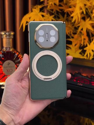 【双中轴全包】适用华为MateX6真皮磁吸支架手机壳matex5全包镜头男