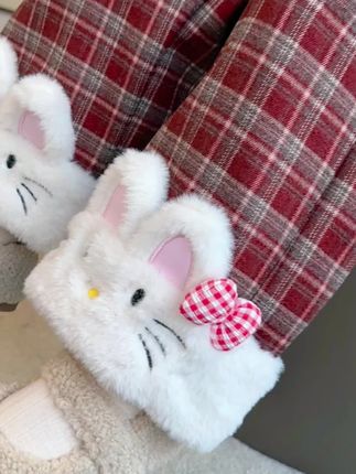 女童冬装格子裤加绒加厚