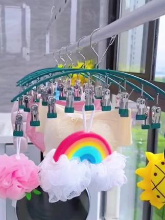 不锈钢袜子晾衣架夹子防风挂袜子架多功能内衣裤晒袜子家用