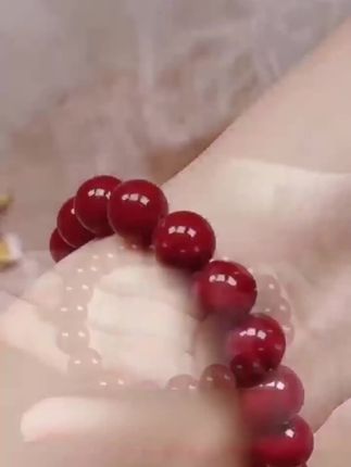 天然高含量蛇年男女同款朱砂单圈手串