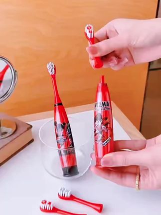 爆款哪吒电动牙刷软毛创意卡通高颜值家用洗漱用品高效清洁