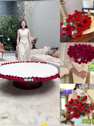 【匠心工艺】手工成品玫瑰花束毯子毛毯不是材料包手捧花直径玫瑰#被花束毯子美到了 #钩针编织 #惊喜 #礼物#七夕礼物