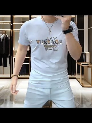 Vaesric Poseidon瓦萨琪波塞冬高端欧货男士圆领insT烫钻丝光棉透气修身型男装半袖帅气