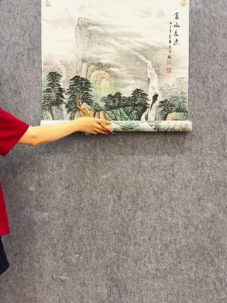 高山流水觅知音 纯手绘 富水长流国画山水