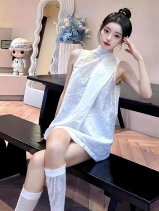 审美嘎嘎好!~漂亮高级感简约衬衣小众气质飘带露肩白色衬衫女上衣