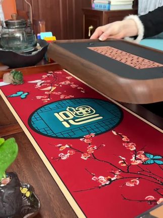 仿乌金石茶盘,乌金瓷石盘面,纹理清晰质地紧密,优雅美观,拆分设计清洗省心