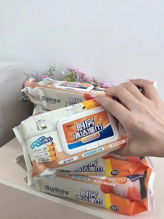 威猛企鹅带盖加大加厚去油去污免洗清洁家用一次性家庭厨房湿巾