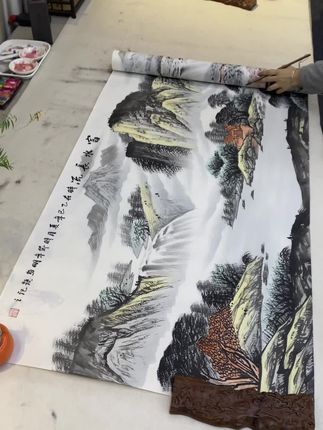 堂前聚水堪藏月,禄里积玉不惊风 #手绘#国画#家居挂画#文玩探宝#书画