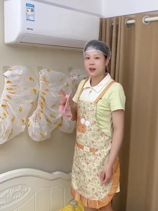 夏天开空调,套上这么个防尘罩,避免空调直吹,还能防止空调落灰.#空调防尘罩