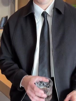 夹克男士秋冬季行政翻领外套