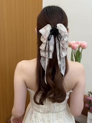 4色可选,新款碎花飘带抓夹马尾夹后脑勺盘发夹#简单好看发型 #抓夹用法 #时尚饰品