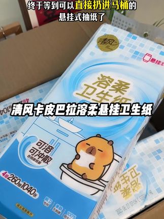 清风也出#悬挂式卫生纸了!还是跟卡皮巴拉联名的!不容易脏不容易潮不容易浪费!挂着抽真的好方便!#解放双手