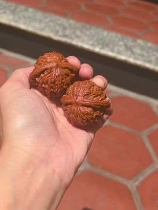 磨盘文玩核桃收藏级磨盘核桃正磨小尺寸手捻狮子头原皮原色男高端手把件