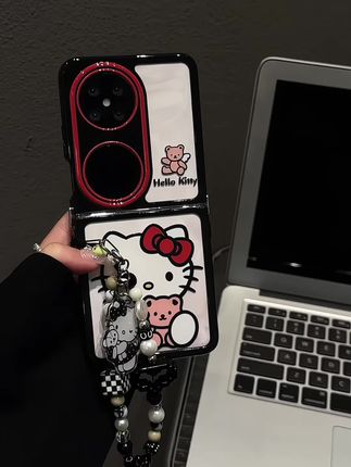 蛙趣~好可爱的呆呆坐小熊kitty还有同款挂件#华为pocket2#折叠手机壳#华为手机壳
