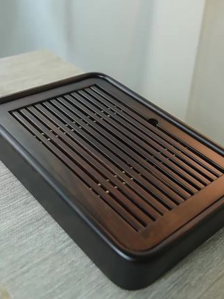 家用黑檀木实木茶盘茶台茶海简约办公室盛水蓄水小茶台水杯托盘