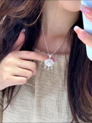 吊坠足银 足银999平安锁送女友礼物闺蜜宝宝民族风编绳项链银饰品