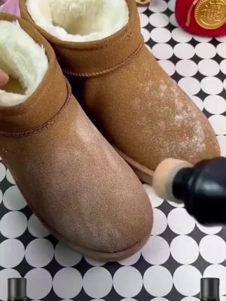 冬天的绒毛皮、磨砂皮鞋不好清理怕沾水,可以试试这个新款补色剂 #翻新剂补色剂 #麂皮绒 #雪地靴