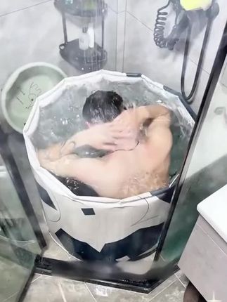 泡澡包别再用手洗了!试试这款折叠浴桶,干净卫生