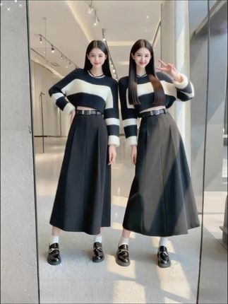 毛呢半身裙 遮肉显瘦 半身裙 梨形身材穿搭 秋冬半身裙 时尚穿搭