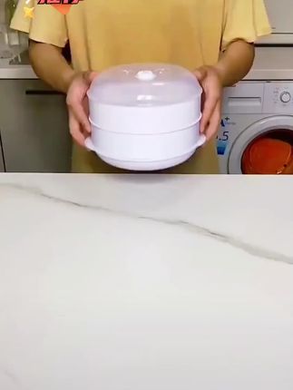 用这个#微波炉蒸笼 加热饭,馒头包子也不干巴巴了,底部可加水还带盖子,方便又实用!#微波炉 #生活好帮手 #厨房好物